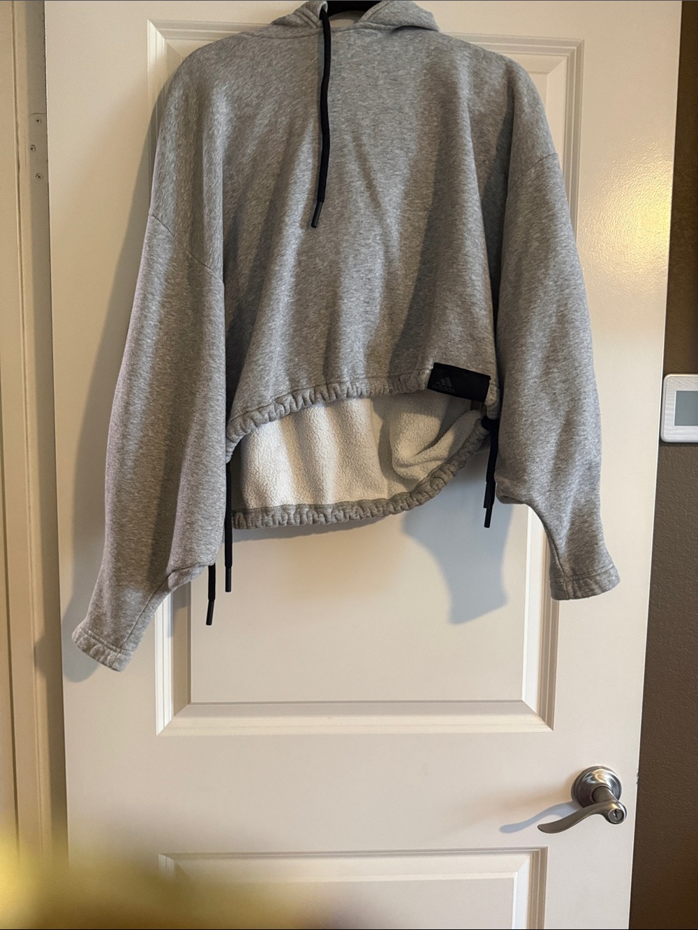 adidas Light Gray Fleece-Lined Hoodie